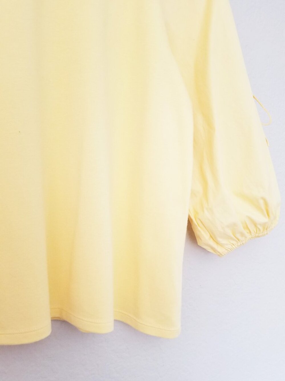 1. State Women' L Butter Yellow 3/4 Balloon Sleeve Tie Bow Blouse Top Coquette - Picture 11 of 14